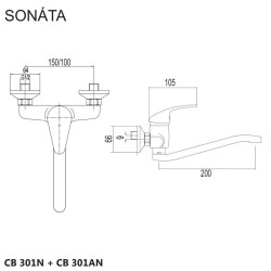 Drezov nstenn batria, Sonta, 100 mm, s ramienkom plochm vyhnutm 210 mm, chrm